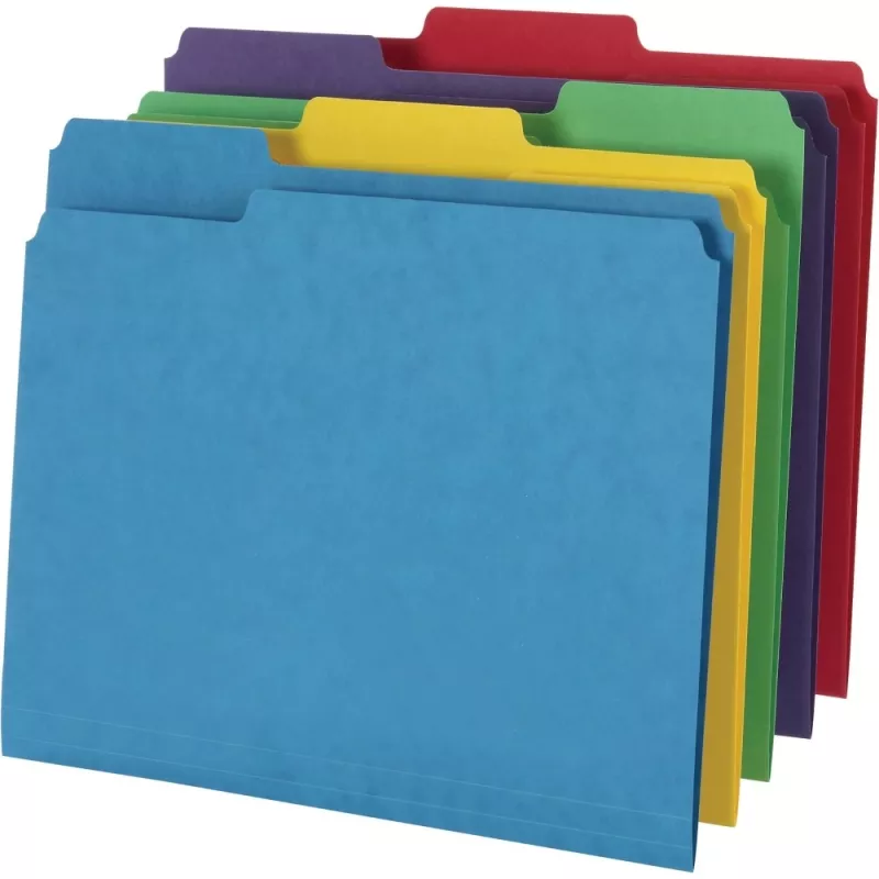 1/3 Tab Cut Letter Classification Folder - 8 1/2" X 11" - 14 Pt. - Assorted - 50 / Box