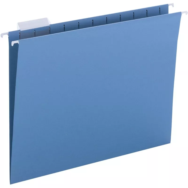 1/5 Tab Cut Letter Recycled Hanging Folder - 8 1/2" X 11" - Blue - 10% Recycled - 25 / Box