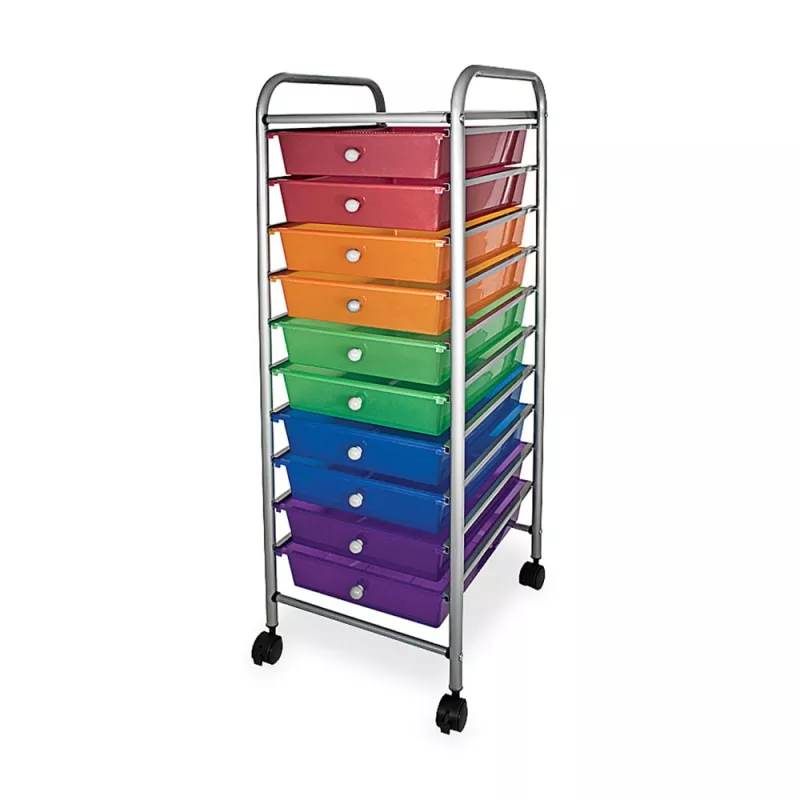 10-Drawer Organizer With Casters - Multicolor Storage for Your Office