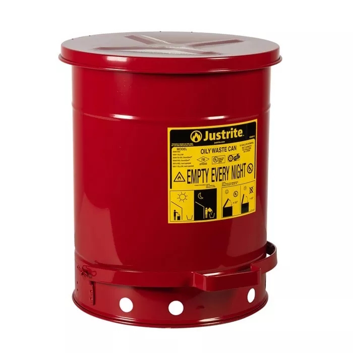 10 Gallon Oily Waste Can with Hands-Free Self-Closing Cover and SoundGard