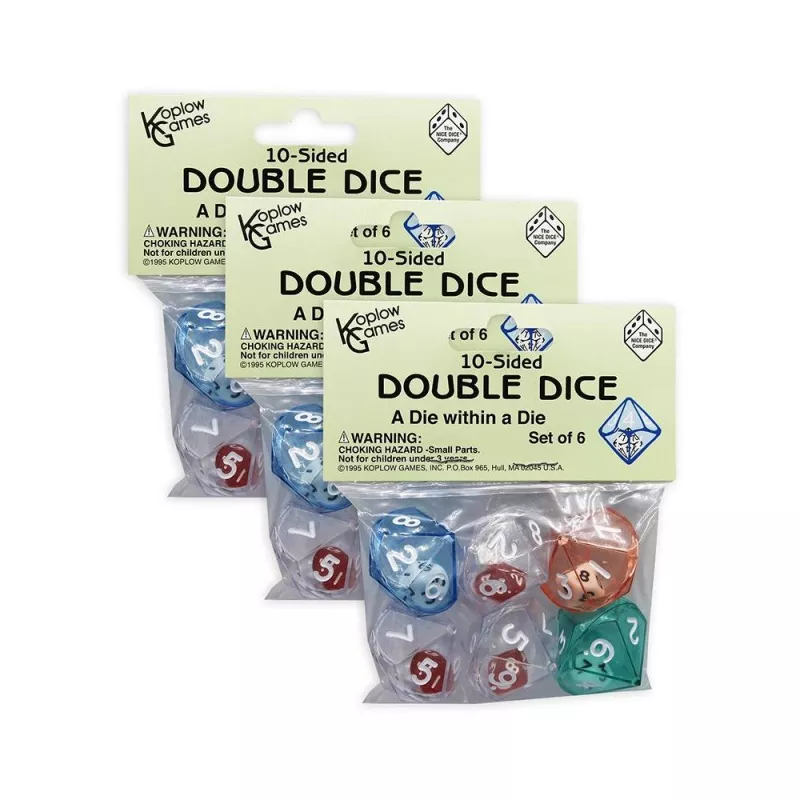 10-Sided Double Dice Set, 6 Per Pack, 3 Packs - Elevate Your Game