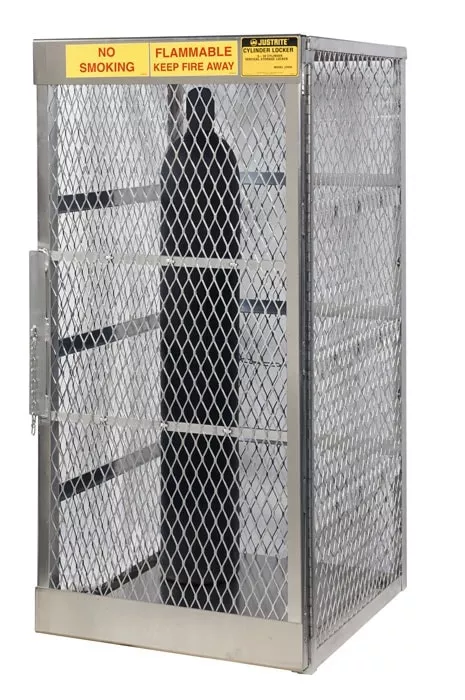 10 Vertical Compressed Gas Cylinders Cabinet Locker Aluminum