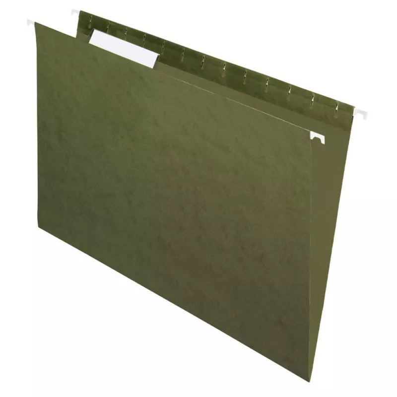 100% Recycled Green Hanging Folders, 1/3 Cut, Legal Size, Pack Of 25
