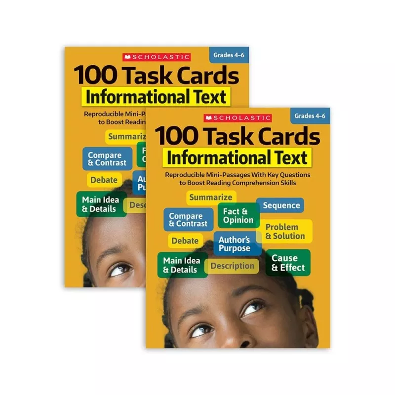 100 Task Cards: Informational Text Activity Book for Grade 4-6 - Pack of 2
