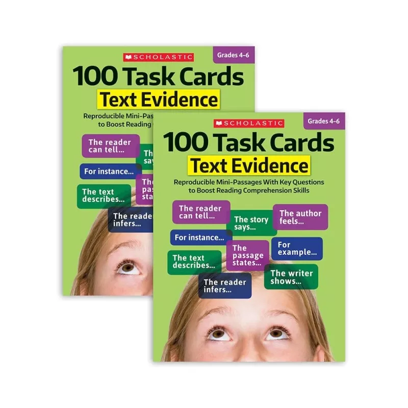 100 Task Cards: Text Evidence Text Activity Book, Pack of 2