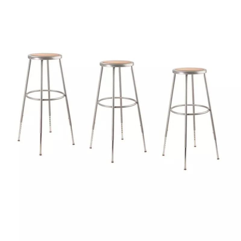 (3 Pack) NPS 32-39 Height Adjustable Heavy Duty Steel Stool, Grey