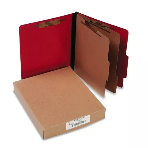 acco-colorlife-presstex-classification-folders-3-expansion-2-dividers-6-fastener Acco Colorlife Presstex Classification Folders, 3" Expansion, 2 Dividers, 6 Fasteners, Letter Size, Executive Red Exterior, 10/Box (15669)