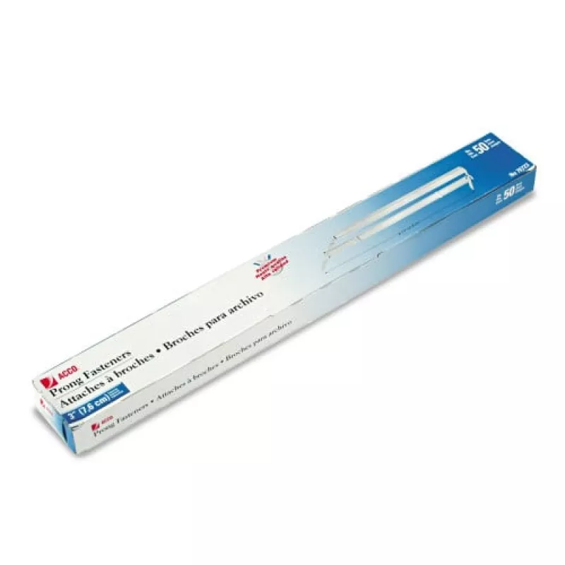 acco-premium-two-piece-two-prong-paper-fastener-base-compressor-sets-3-capacity- Acco Premium Two-Piece Two-Prong Paper Fastener Base And Compressor Sets, 3" Capacity, 8.5" Center To Center, Silver, 50/Box (70723)