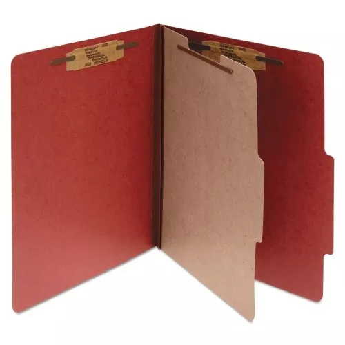 acco-pressboard-classification-folders-2-expansion-1-divider-4-fasteners-legal-s Acco Pressboard Classification Folders, 2" Expansion, 1 Divider, 4 Fasteners, Legal Size, Earth Red Exterior, 10/Box (16034)