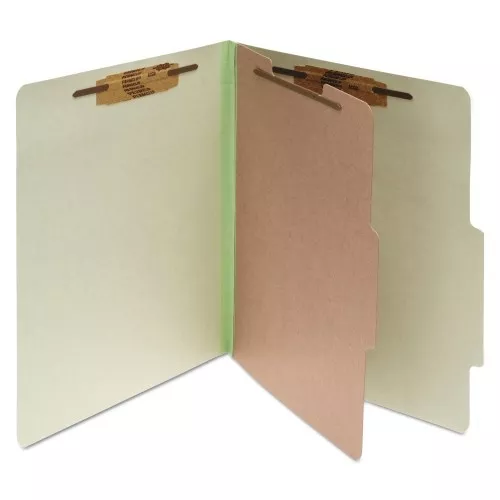 acco-pressboard-classification-folders-2-expansion-1-divider-4-fasteners-letter- Acco Pressboard Classification Folders, 2" Expansion, 1 Divider, 4 Fasteners, Letter Size, Leaf Green Exterior, 10/Box (15044)