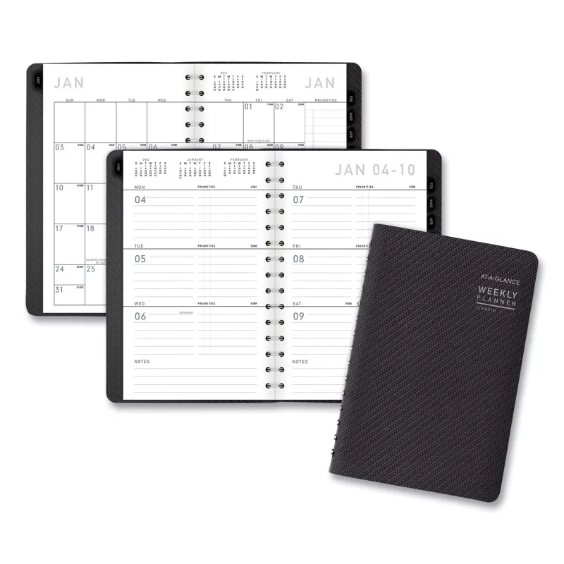 at-glance-contemporary-weekly-monthly-planner-open-block-format-8-5-x-5-5-graphi At-A-Glance Contemporary Weekly/Monthly Planner, Open-Block Format, 8.5 X 5.5, Graphite Cover, 12-Month (Jan To Dec): 2027 (70100X45)
