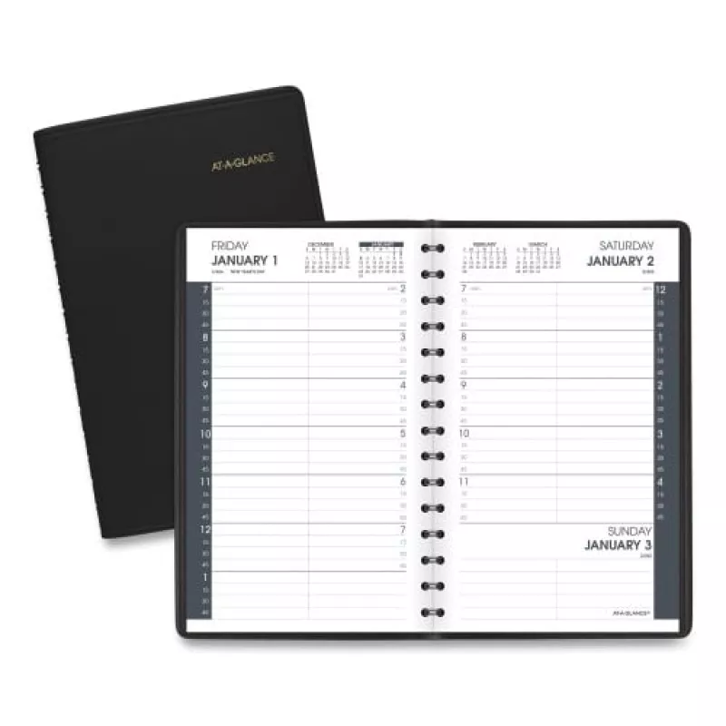 at-glance-daily-appointment-book-with-15-minute-appointments-one-day-page-mon-to At-A-Glance Daily Appointment Book With 15-Minute Appointments, One Day/Page: Mon To Sun, 8 X 5, Black Cover, 12-Month (Jan To Dec): 2026 (7080005)