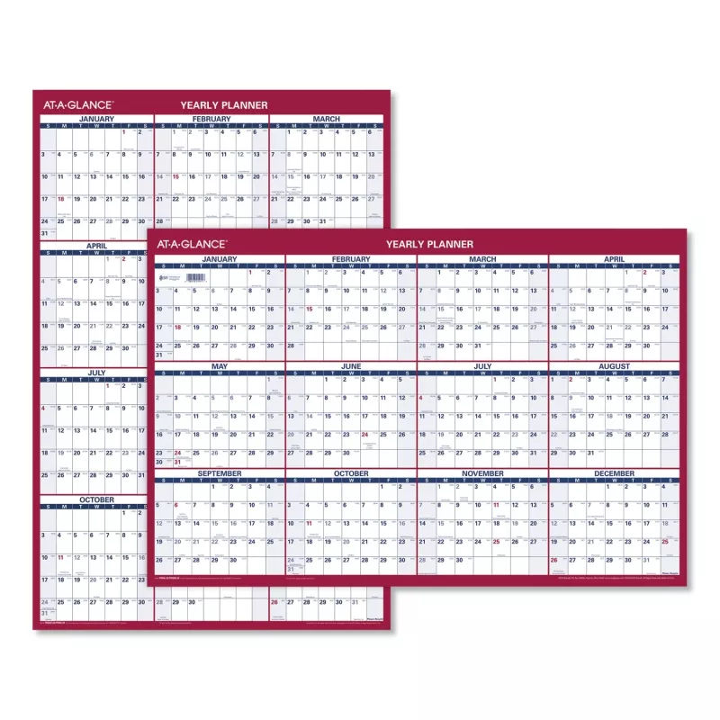 at-glance-erasable-vertical-horizontal-wall-planner-24-x-36-white-blue-red-sheet At-A-Glance Erasable Vertical/Horizontal Wall Planner, 24 X 36, White/Blue/Red Sheets, 12-Month (Jan To Dec): 2026 (Pm2628)