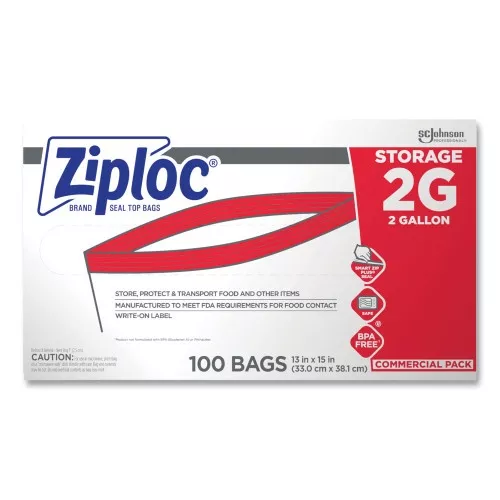 ziploc-double-zipper-storage-bags-2-gallon-15-x-13-clear-100-carton-682253 Ziploc Double Zipper Storage Bags, 2 Gallon, 15" X 13", Clear, 100/Carton (682253)