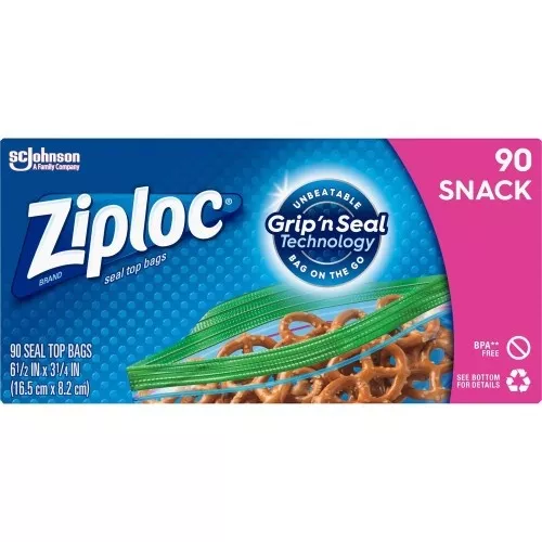 ziploc-snack-size-storage-bags-3-25-width-x-6-50-length-clear-plastic-90-box-sna Ziploc Snack Size Storage Bags 3.25" Width X 6.50" Length - Clear - Plastic - 90/Box - Snack, Fruit, Vegetables (315892)