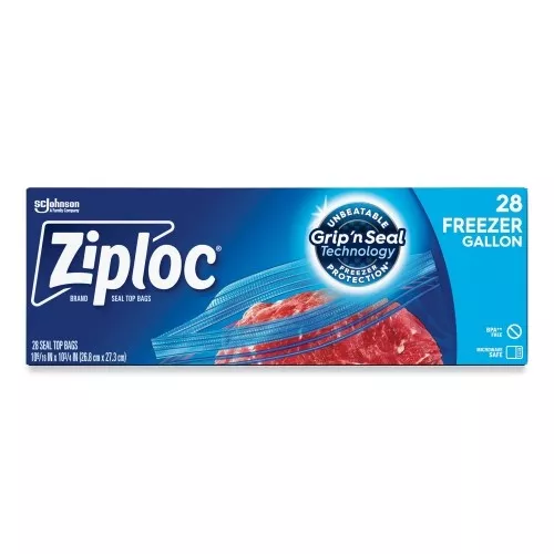 ziploc-zipper-freezer-bags-1-gal-9-6-x-12-1-clear-28-box-314445bx Ziploc Zipper Freezer Bags, 1 Gal, 9.6" X 12.1", Clear, 28/Box (314445Bx)