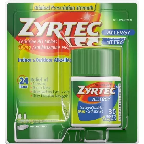 zyrtec-allergy-tablets-runny-nose-sneezing-itchy-throat-30-card-20436 Zyrtec Allergy Tablets For Runny Nose, Sneezing, Itchy Throat - 30 / Card (20436)